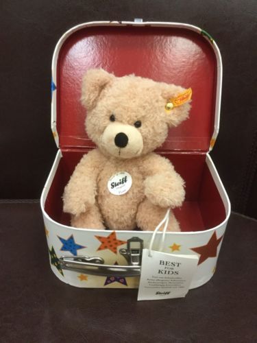 steiff fynn teddy bear in suitcase