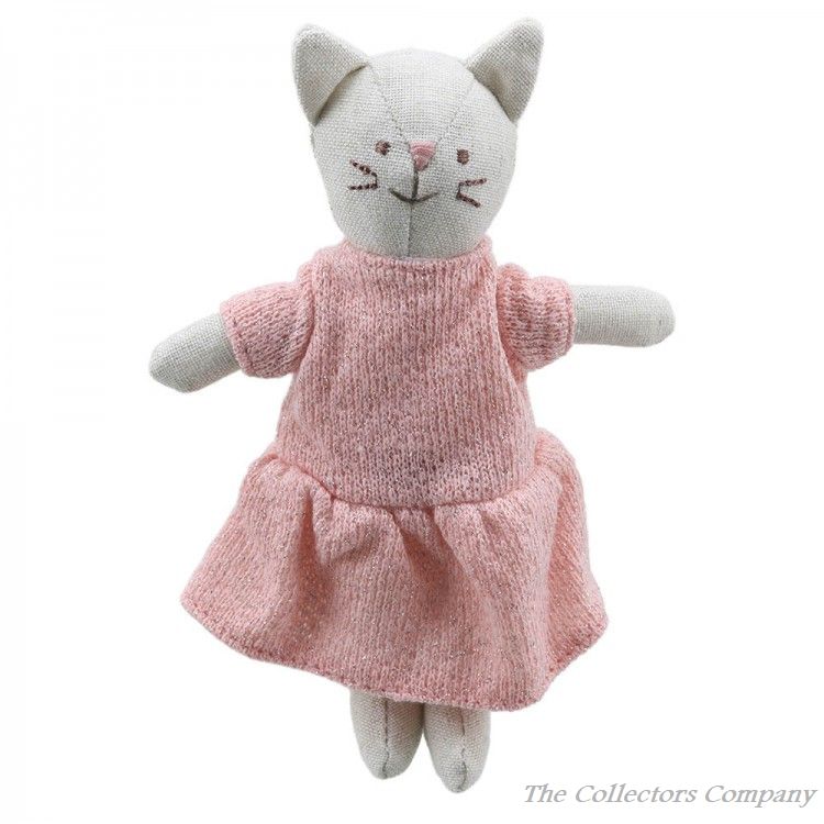 Wilberry Collectables, Girl Cat Soft Toy by The Puppet Company, WB001502. Cuddly toy