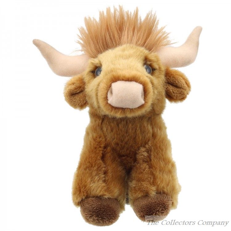 Wilberry Mini Soft Toy, Highland Cow by The Puppet Company, WB005031. Plush cuddly toy