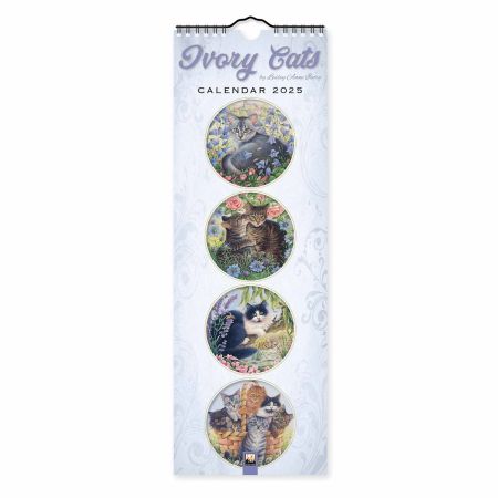 Ivory Cats Slim Calendar 2025,