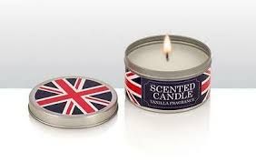 Vanilla Fragrance Scented Candles in Union Jack tins pack of 3 71056