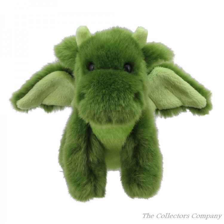 Wilberry Mini Soft Toy, Green Dragon by The Puppet Company, WB005042. Plush cuddly toy