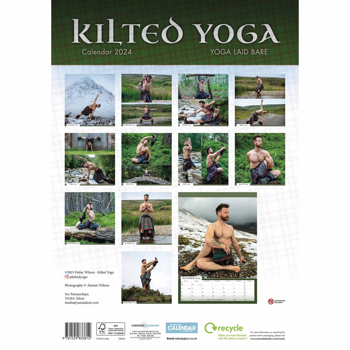 Kilted Yoga A3 Calendar 2024 by Carousel Calendars 240262