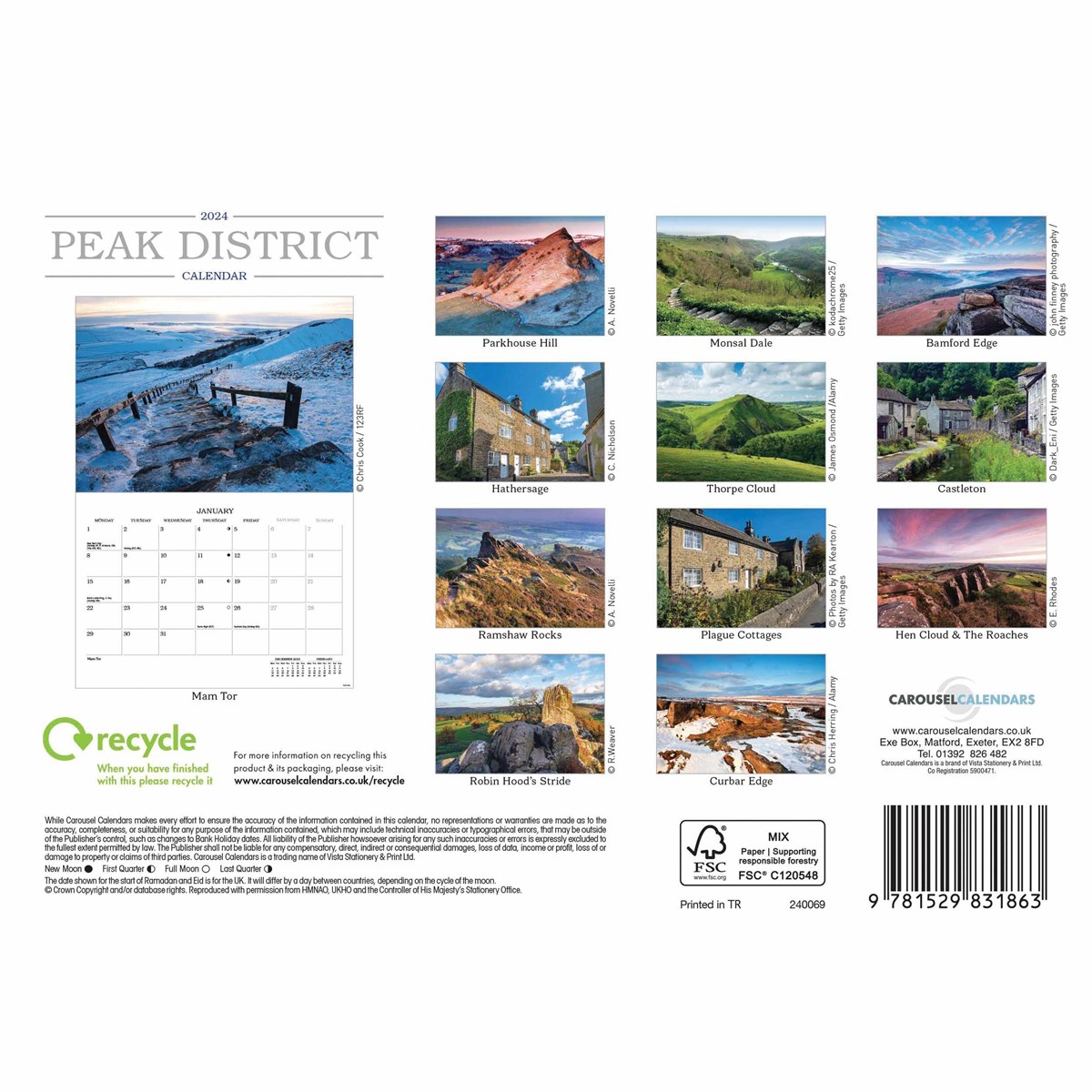 Peak District A5 Calendar 2024