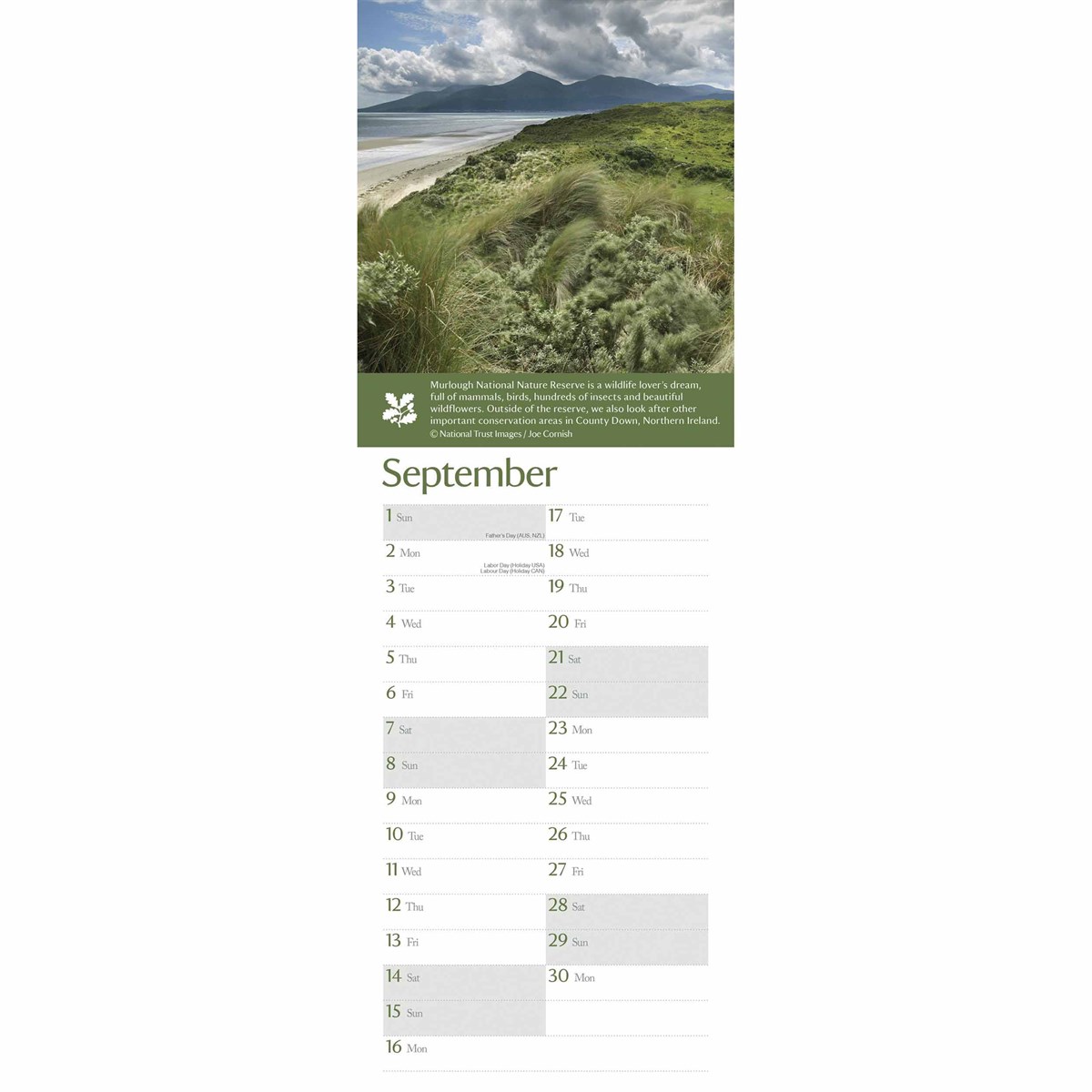 24024 National Trust Coast And Countryside Slim Calendar Alt2 