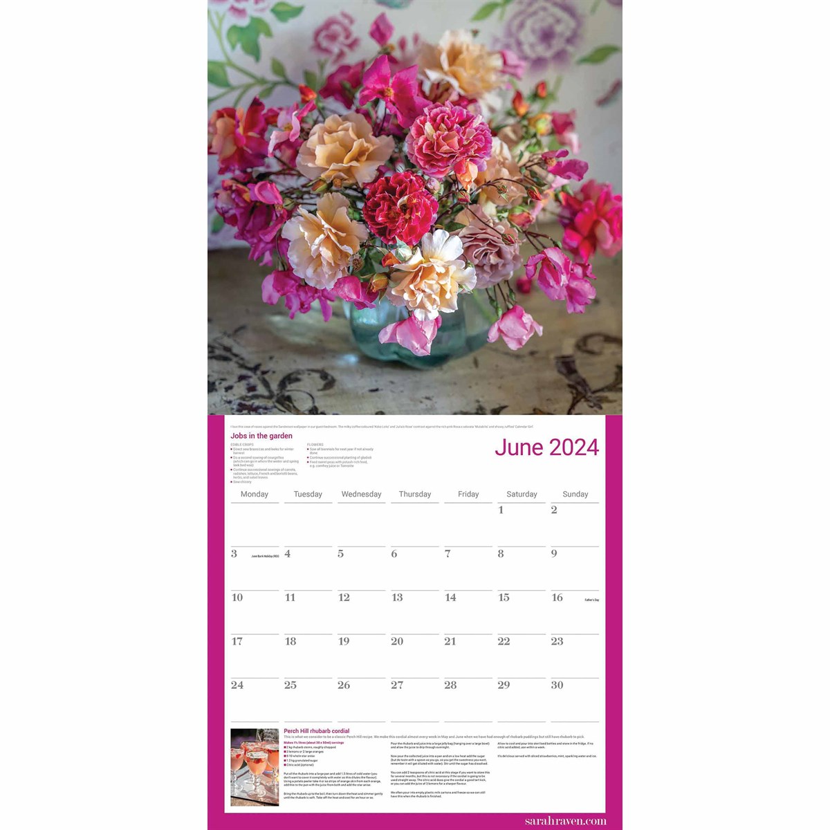 Sarah Raven, Garden And Cookery Wall Calendar 2024 by Carousel