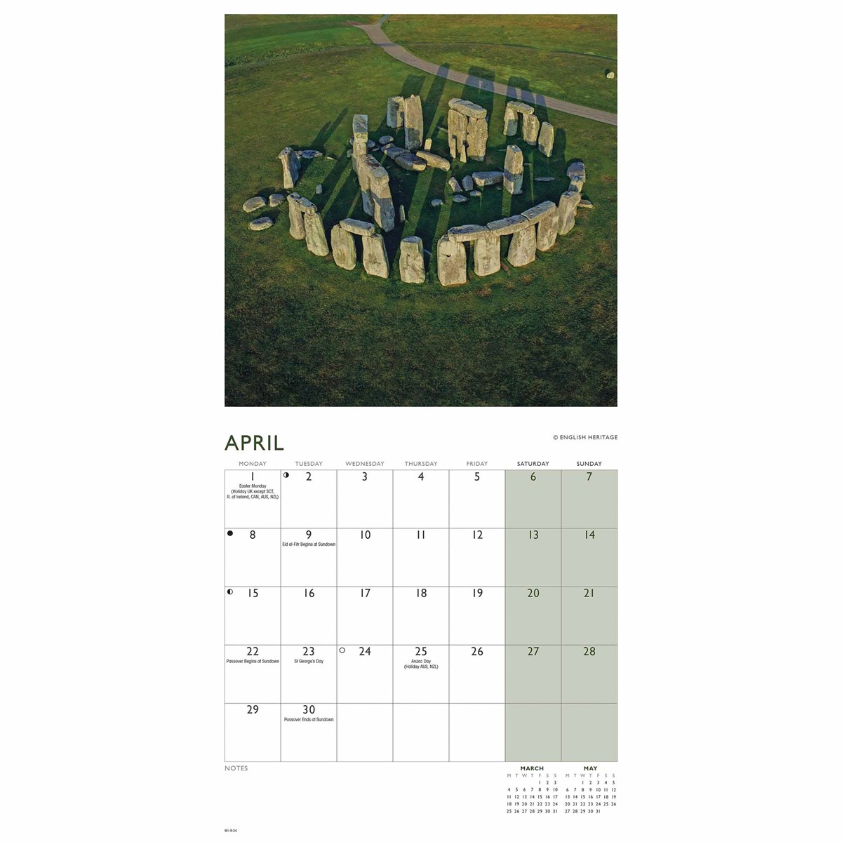 English Heritage Stonehenge Mini Calendar 2024 by Carousel Calendars 240878