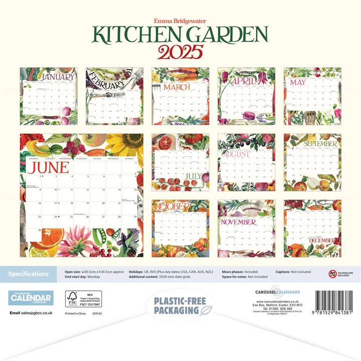 Emma Bridgewater Kitchen Garden Calendar 2025 Carousel Calendars 250142