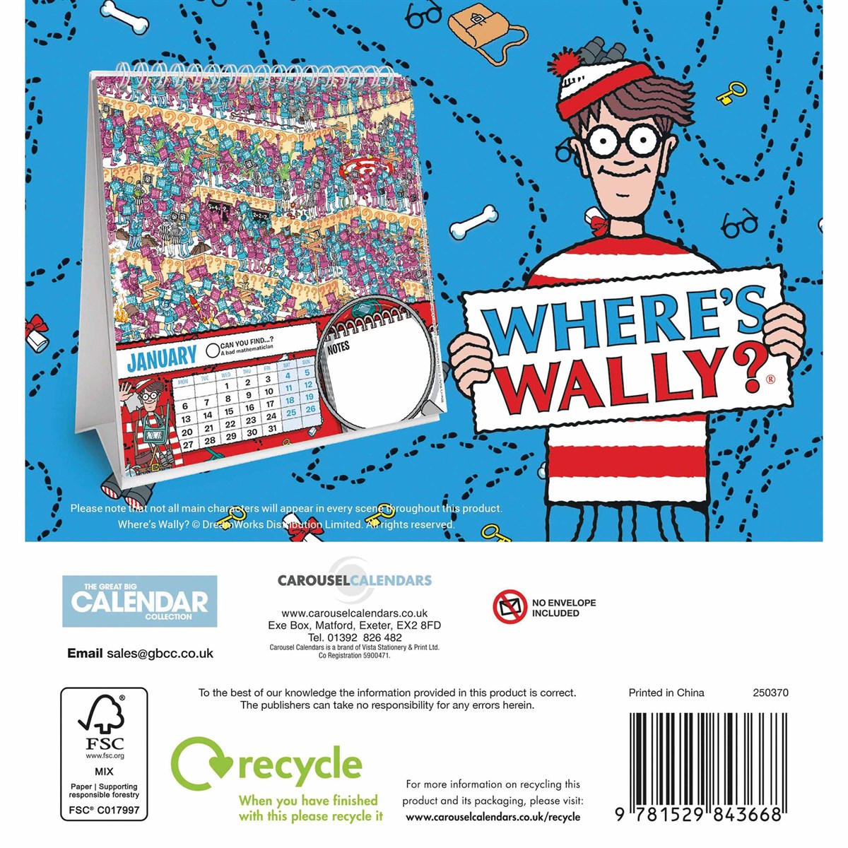 Where's Wally Easel Desk Calendar 2025, Carousel Calendars 250370